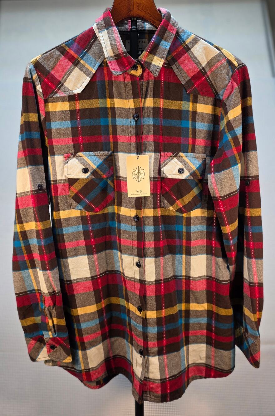 NWT‎ Matchstick Women's Plaid Flannel Shirt Size M Multicolor Button Up Roll Tab